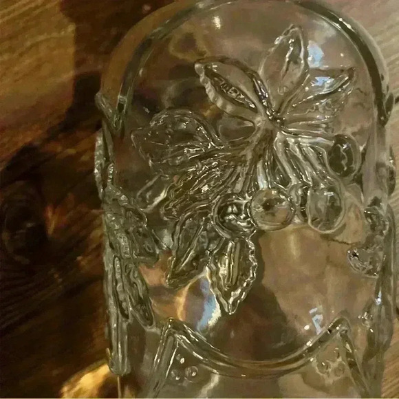 Libbey of Canada Glass Syrup Bottle Fruit Motif Cherry Pear Grape & Apple 8” - Picture 6 of 12